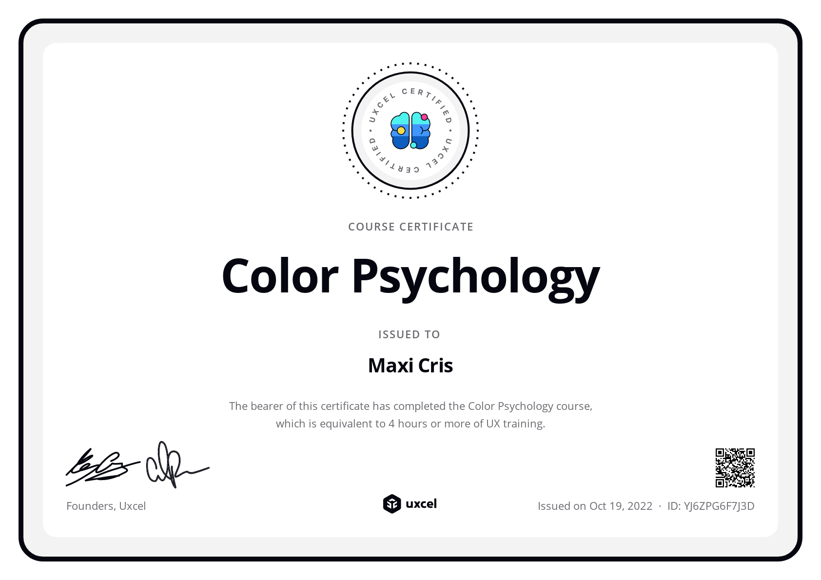 Maxi Cris's certificate